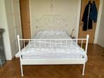 IKEA LEIRVIK Bed frame, wit, 140x200 cm, met lattenbodem, Huis en Inrichting, Slaapkamer | Bedden, Gebruikt, 140 cm, Metaal, Wit