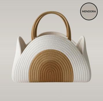 Luxe Luiermand/Organizer–Katoenen Opbergmand Beige of Groen beschikbaar voor biedingen