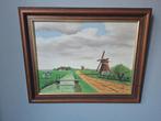 Sfeervol Olieverfschilderij Molenlandschap - H. Dik, Ophalen of Verzenden