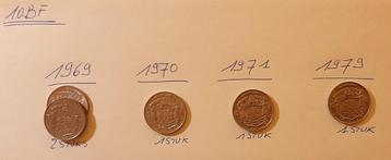 Verzameling oude Belgische frank munten 20 en 10 fr