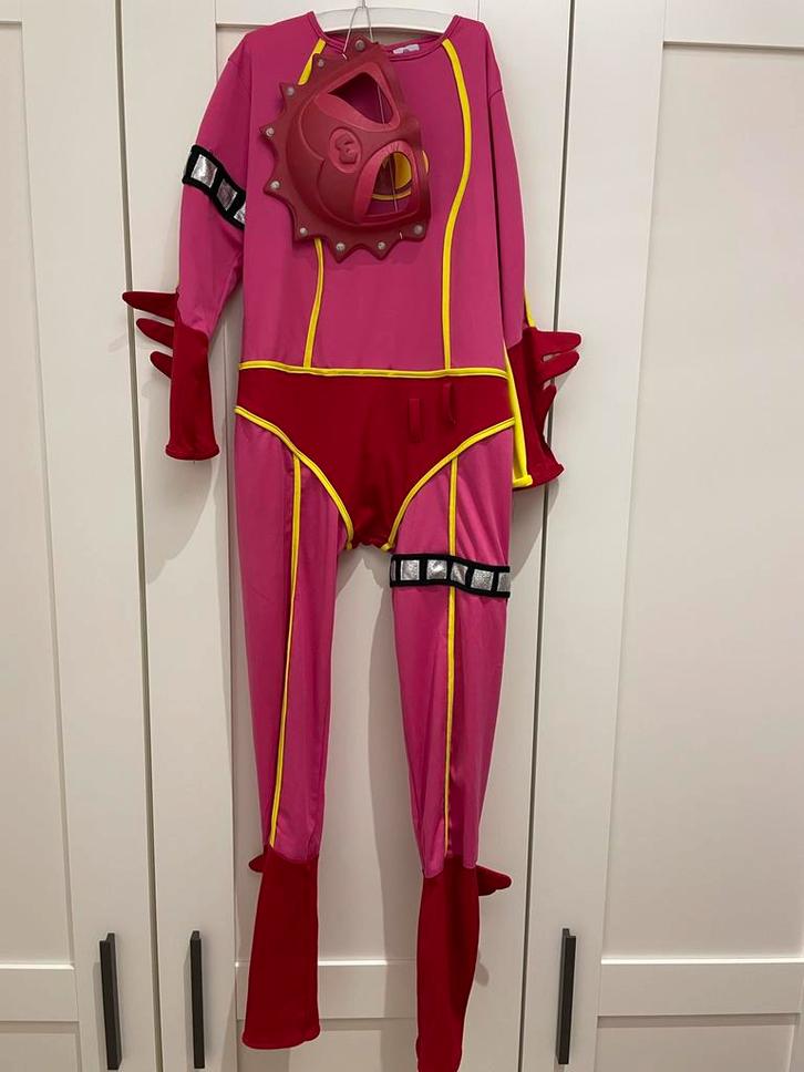 Mega Mindy pak 9-11 jaar met masker en riem, Kinderen en Baby's, Carnavalskleding en Verkleedspullen, Gebruikt, Meisje, 134 t/m 140
