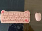 Roze Toetsenbord en Muis Set - Draadloos (katvorm), Toetsenbord en muis-set, Ophalen of Verzenden, Zo goed als nieuw, Draadloos