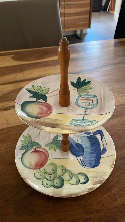 <Vintage 2 laags etagere druiven/nectarine etc..>, Huis en Inrichting, Woonaccessoires | Etagères, Zo goed als nieuw, Ophalen