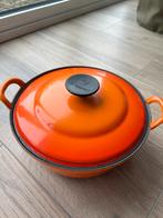 Le Creuset Braadpan 24 - Oranje, Gebruikt, Ophalen of Verzenden, Koekenpan of Braadpan, Gietijzer