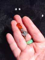 Zilveren barnsteen roos broche, Ophalen of Verzenden