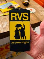 Emaille reclamebord deurpostje RVS verzekeringen, Ophalen of Verzenden, Zo goed als nieuw, Reclamebord