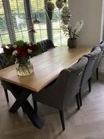 6 landelijk gecapitonneerde eetkamerstoelen., Huis en Inrichting, Tafels | Eettafels, Ophalen, 50 tot 100 cm, Rechthoekig, Landelijk