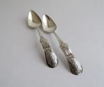 Antiek zilver 2x Biedermeier theelepeltje 10cm ~ 19e eeuw, Antiek en Kunst, Ophalen of Verzenden