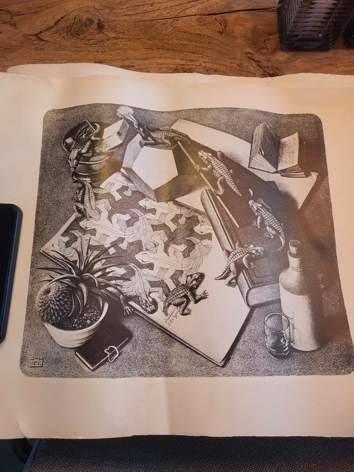 M.C. Escher Reptielen Lithografie, Antiek en Kunst, Kunst | Etsen en Gravures, Ophalen of Verzenden