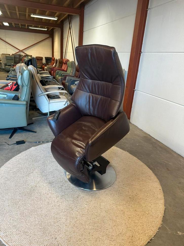 Bruine leren design relax fauteuil sta op stoel Himolla, Huis en Inrichting, Fauteuils, Zo goed als nieuw, Leer, 75 tot 100 cm