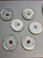 Bloemboeketje petit four bordjes met goud, Antiek en Kunst, Ophalen of Verzenden
