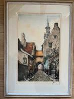 Ets Jef Codron Straatje in Brussel, Antiek en Kunst, Kunst | Etsen en Gravures, Ophalen