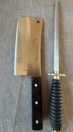 Wüsthof Dreizack Hakmes (20cm) + Wüsthof Aanzetstaal -, Ophalen of Verzenden, Zo goed als nieuw, Rvs of Chroom