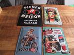 4 ijzeren reclame platen Ducati 60 Meteor bier Garage Motor, Verzamelen, Merken en Reclamevoorwerpen, Reclamebord, Ophalen of Verzenden