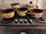 Vintage emaille pannenset 5 delig, Huis en Inrichting, Keuken | Potten en Pannen, Ophalen of Verzenden, Gebruikt, Rvs, Pannenset