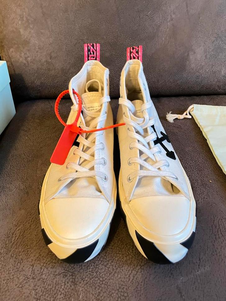 OFF-WHITE Mid Canvas Sneakers - Virgil Abloh - ZGAN, Kleding | Heren, Schoenen, Gedragen, Sneakers of Gympen, Wit, Ophalen of Verzenden