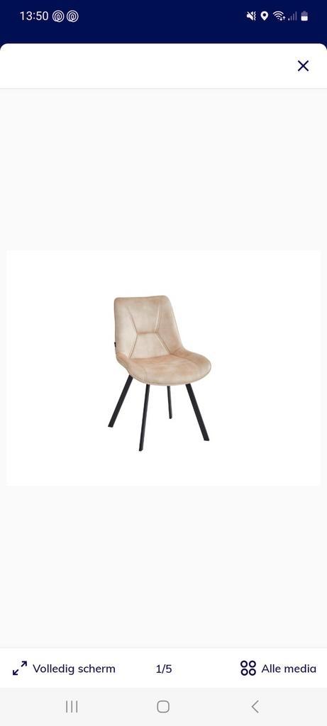 Colenis Eetkamerstoel Beige Adoré Velvet, Huis en Inrichting, Stoelen, Nieuw, Vijf, Zes of meer stoelen, Metaal, Stof, Overige kleuren