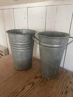 2 zinken potten/vazen, Rond, Ophalen of Verzenden, Zo goed als nieuw, Balkon