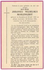 Johannes Moolenschot 1919 Kaatsheuvel + 1944 Kaatsheuvel, Verzamelen, Bidprentjes en Rouwkaarten, Verzenden, Bidprentje