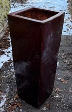 Roodbruine keramische bloempot - 94cm hoog, Vierkant, Binnen, Zo goed als nieuw, Aardewerk