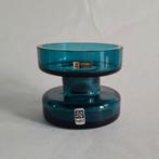 WMF Glass Cari Zalloni petrol kleurige kristallen kandelaar., Ophalen of Verzenden, Overige materialen, Minder dan 25 cm