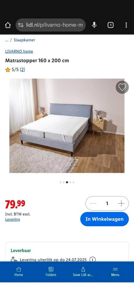 NIEUW IN DOOS matras topper 160x200 van het merk Livarno, Huis en Inrichting, Slaapkamer | Matrassen en Bedbodems, Nieuw, 160 cm