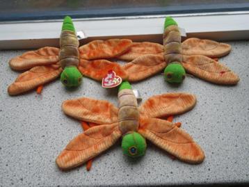 3 x Vlinder Vuurvlieg Libelle merk TY The Beanie Babies Glow beschikbaar voor biedingen