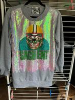 Demine grijs langshirt,tuniek pailletten Looney Tunes mt m, Ophalen, Zo goed als nieuw, Grijs