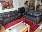 Bruin leren bankstel 3 + 2,5 zits, Ophalen, Gebruikt, Rechte bank, 200 tot 250 cm