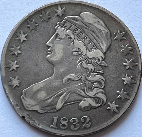 Verenigde Staten schaarse zilveren halve dollar 1832, Postzegels en Munten, Munten | Amerika, Losse munt, Noord-Amerika, Zilver