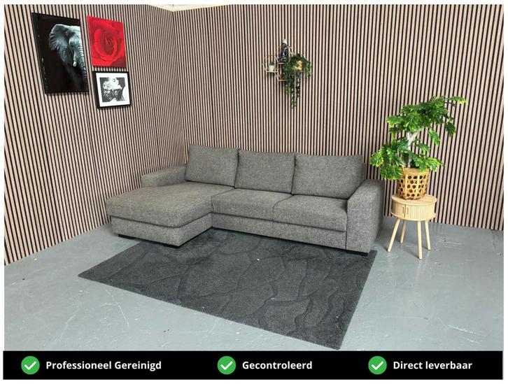 GRATIS LEVERING Loungebank Donkergrijs 270x150 REFURBISHED, Huis en Inrichting, Banken | Bankstellen, Zo goed als nieuw, Hoekbank