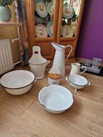 Leuke emaille set met kannen, schalen , vergiet , sel bakje, Ophalen of Verzenden