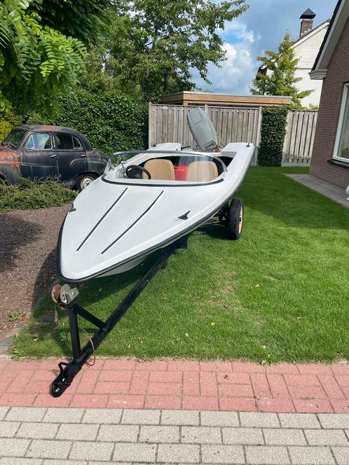 Fletcher speedboot–40PK evinrude motor+trailer+tank+accu, Watersport en Boten, Speedboten, Zo goed als nieuw, 3 tot 6 meter, Benzine