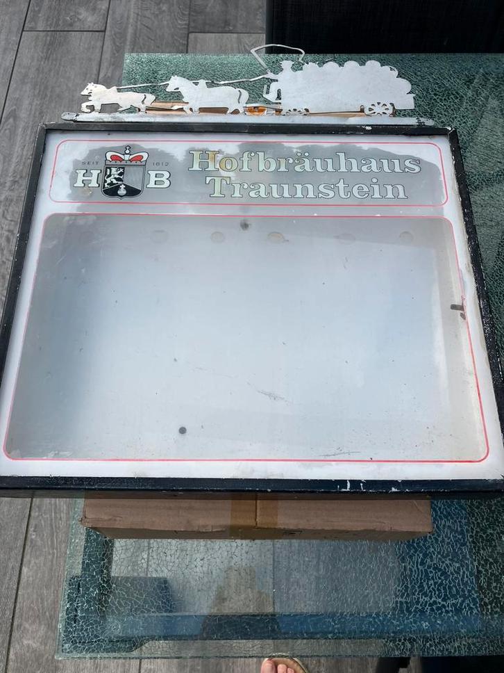 Lichtbak bier Hofbrauhaus Traunstein, Verzamelen, Biermerken, Zo goed als nieuw, Reclamebord, Plaat of Schild, Overige merken