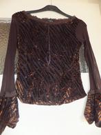 Nieuw prachtige feestelijke donkerbruine boho top met ruches, Bruin, Verzenden, Nieuw, Lange mouw