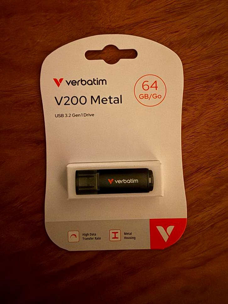 Verbatim V200 Metal USB Stick - 64GB, Computers en Software, USB Sticks, Nieuw, 64 GB, Ophalen of Verzenden