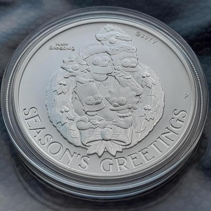2022 The Simpsons Season´s Greetings - 1 oz silver BU, Postzegels en Munten, Munten | Oceanië, Zilver, Ophalen of Verzenden