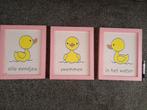 3 Luik, schilderij, roze, inepien, Kinderen en Baby's, Kinderkamer | Inrichting en Decoratie, Ophalen of Verzenden, Zo goed als nieuw
