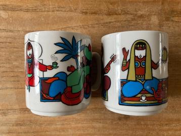 2x Vintage Van Nelle koffie mok beker mokken jaren '70 beschikbaar voor biedingen