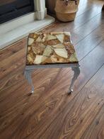 Vintage Bijzettafel met Natuursteen Blad, Huis en Inrichting, Tafels | Bijzettafels, Ophalen, Minder dan 55 cm, Gebruikt, Overige materialen