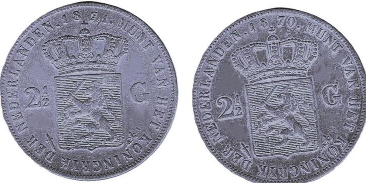 WILLEM III RIJKSDAALDERS 1870 - 1871, Postzegels en Munten, Munten | Nederland, 2½ gulden, Koning Willem III, Verzenden