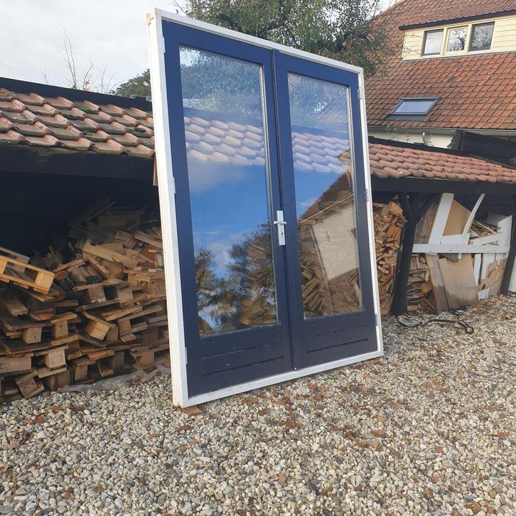 Hardhouten tuindeuren/ dubbele/ openslaande deuren/ pui, Doe-het-zelf en Verbouw, Kozijnen en Schuifpuien, Zo goed als nieuw, Deurkozijn