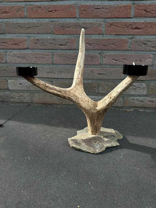 Geweikandelaar.gewei.edelhert.damhert.geweien.waxinelichtjes, Huis en Inrichting, Woonaccessoires | Kandelaars en Kaarsen, Zo goed als nieuw
