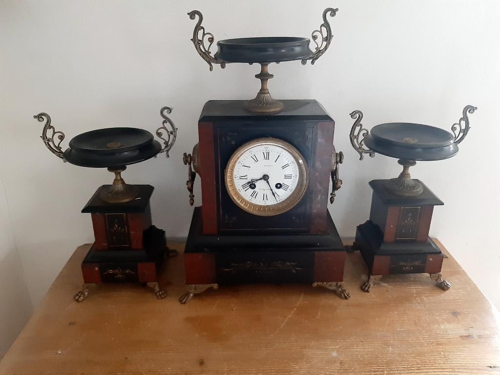 Antiek frans  klokkenstel met coupes., Ophalen of Verzenden