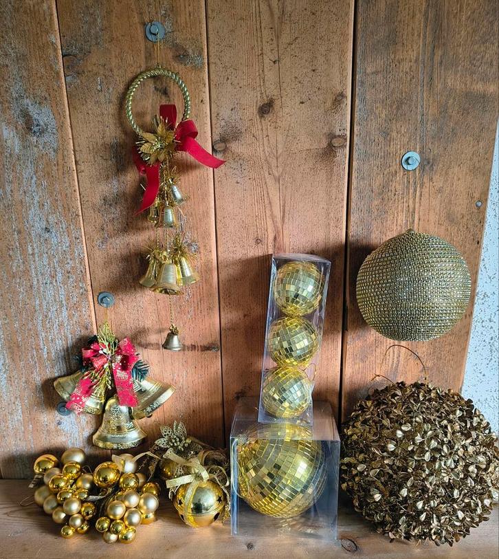 Goudkleurige kerstversiering, Diversen, Kerst, Ophalen of Verzenden