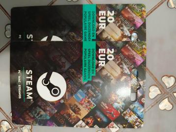 For sale: 2 steam gift cards each for 20€ (brand new) for ju beschikbaar voor biedingen