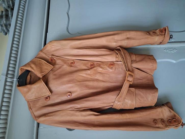 Cognac kalfsleren jasje Pauw mt 4, Kleding | Dames, Jassen | Zomer, Gedragen, Maat 38/40 (M), Overige kleuren, Ophalen of Verzenden