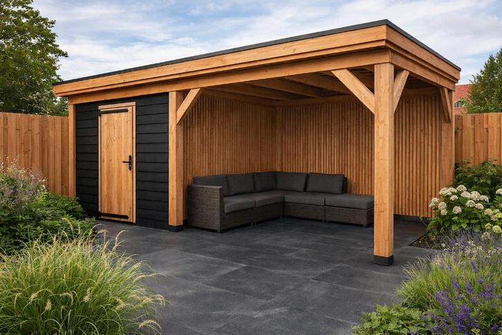 Douglas tuinhuis bouwpakket | Zelfbouw, Tuin en Terras, Overkappingen, Nieuw, Veranda, Ophalen of Verzenden