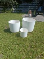 3 plantenbakken, bloempotten wit, Ophalen, Gebruikt, Rond, Minder dan 60 cm