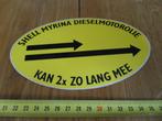sticker SHELL Myrina dieselmotorolie kan 2x zo lang mee, Verzamelen, Ophalen, Zo goed als nieuw, Bedrijf of Vereniging